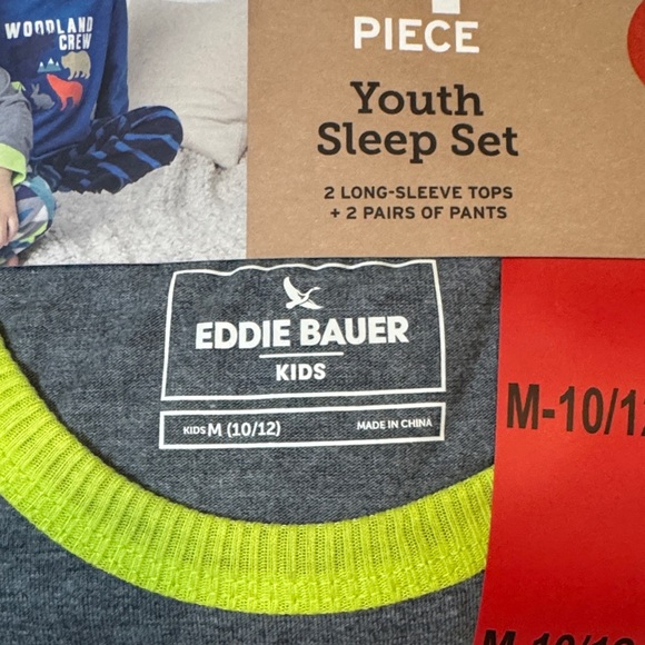 Eddie Bauer Youth Sleep Set in Gray and Neon Green - Picture 3 of 4